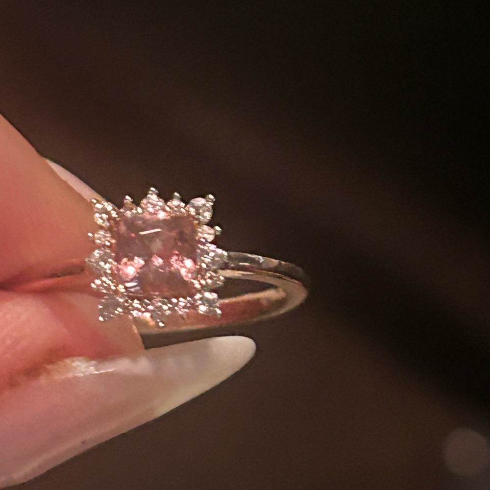 Blush Pink Apatite Halo Ring 14K Rose Gold over 925 Sterling Silver - Picture 10 of 14